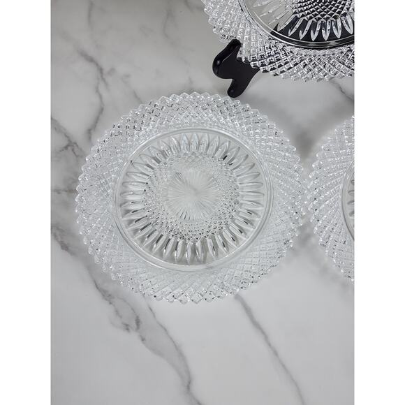 Fostoria Stratton Avon Salad Plates 8" Heavy America Lead Crystal Diamond Shaped - Picture 3 of 15